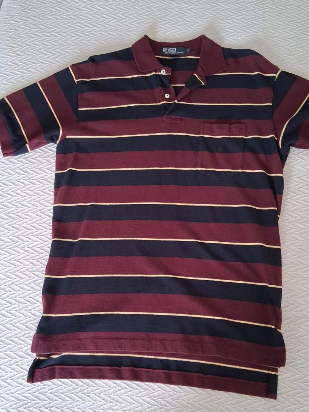 POLO BY RALPH LAUREN STEIPED POLO SHIRT MEDIUM